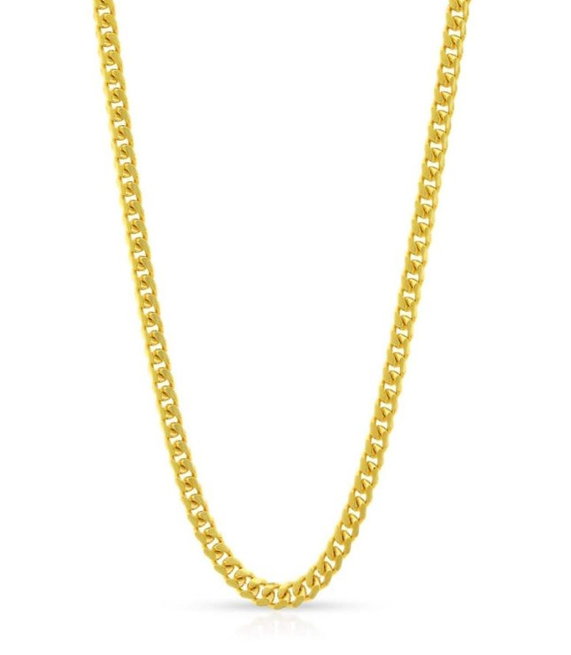 Italian 10K Yellow Gold Solid Cuban Curb Chain Necklace 24” 1.85mm