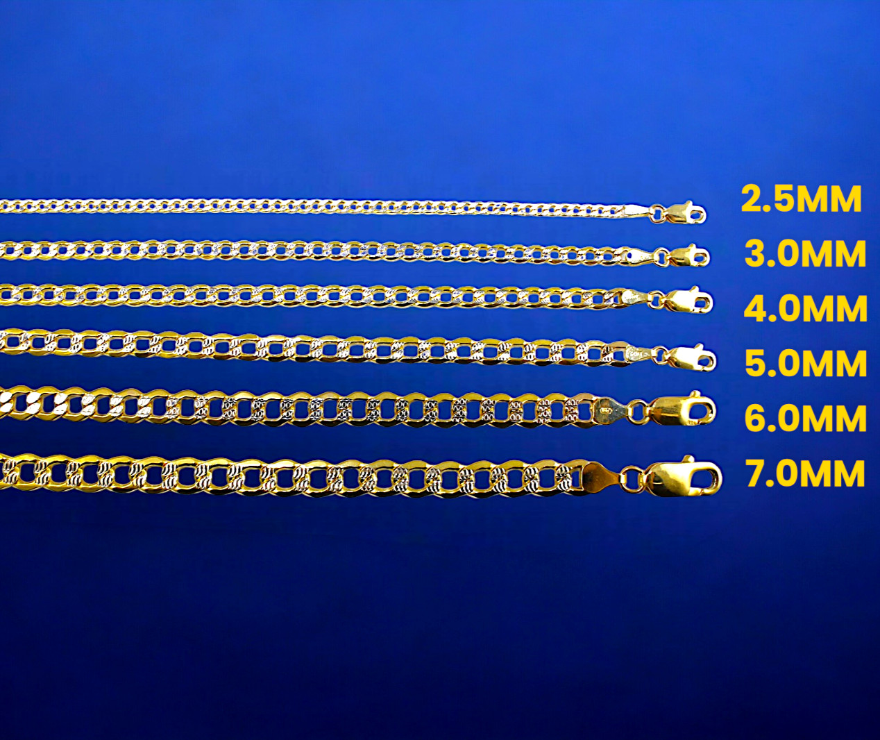 14K Yellow Gold Pave Curb Cuban Necklace Bracelet Chain Link Real 2mm-7mm 7″-30″