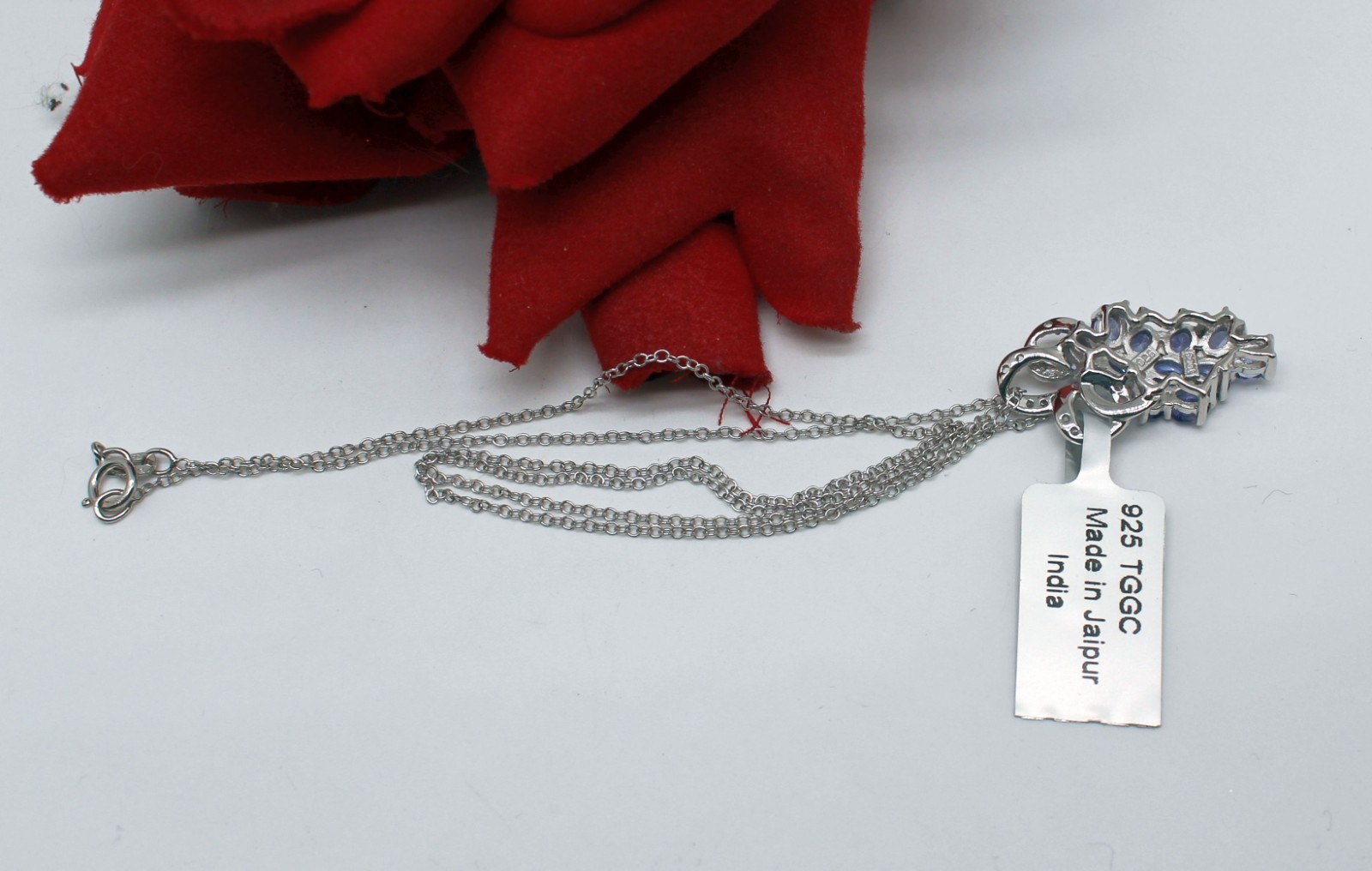 Sterling Silver Tanzanite Grape Cluster TGGC 4.75g 18″ Necklace CAT RESCUE