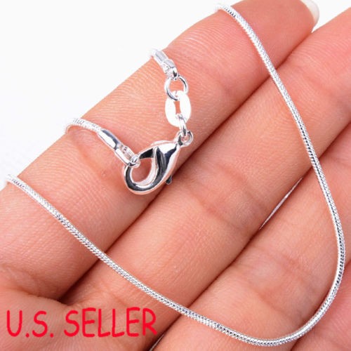 925 Sterling Silver Tarnish-Resist 18″ 1.2mm Snake Chain Necklace Rhodium Finish