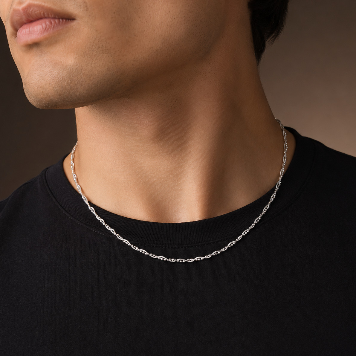 925 Sterling Silver Snake & Faceted Bead Twist Chain Necklace – 2mm