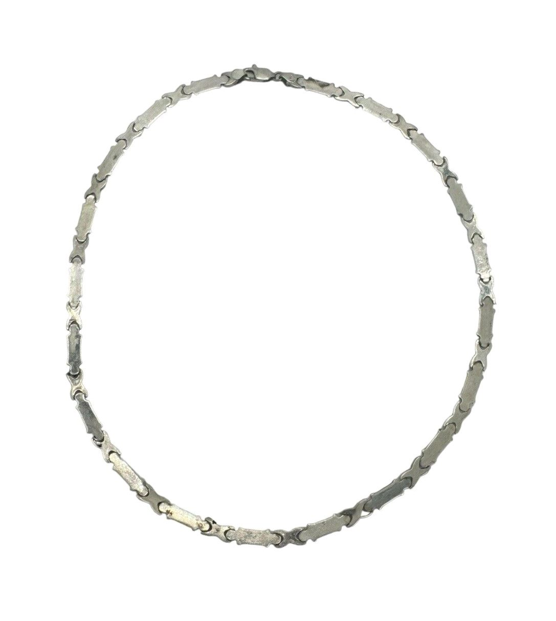 Star Gold Sterling Silver X’s and Bar Link Necklace 16.5 Inch