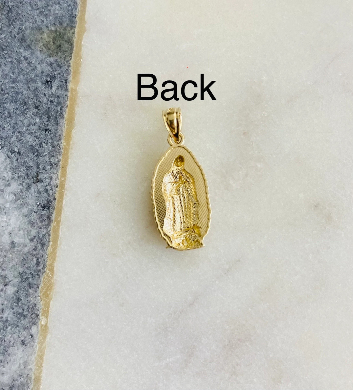 14K Solid Gold Virgin Guadalupe Pendant- 22mm x 9mm- 14K Solid Gold Mary- PT1078