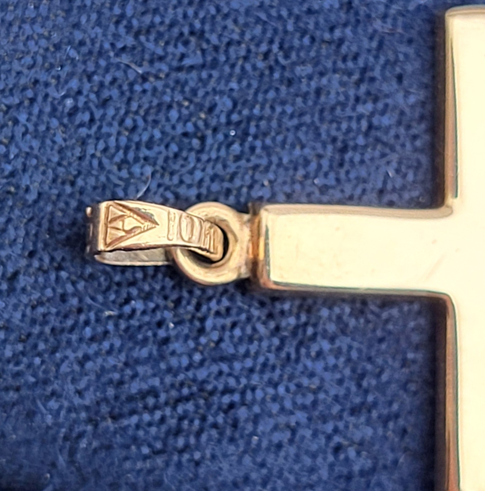 Antique 10K Yellow Gold Floral Engraved Cross Charm Pendant for Necklace / Chain