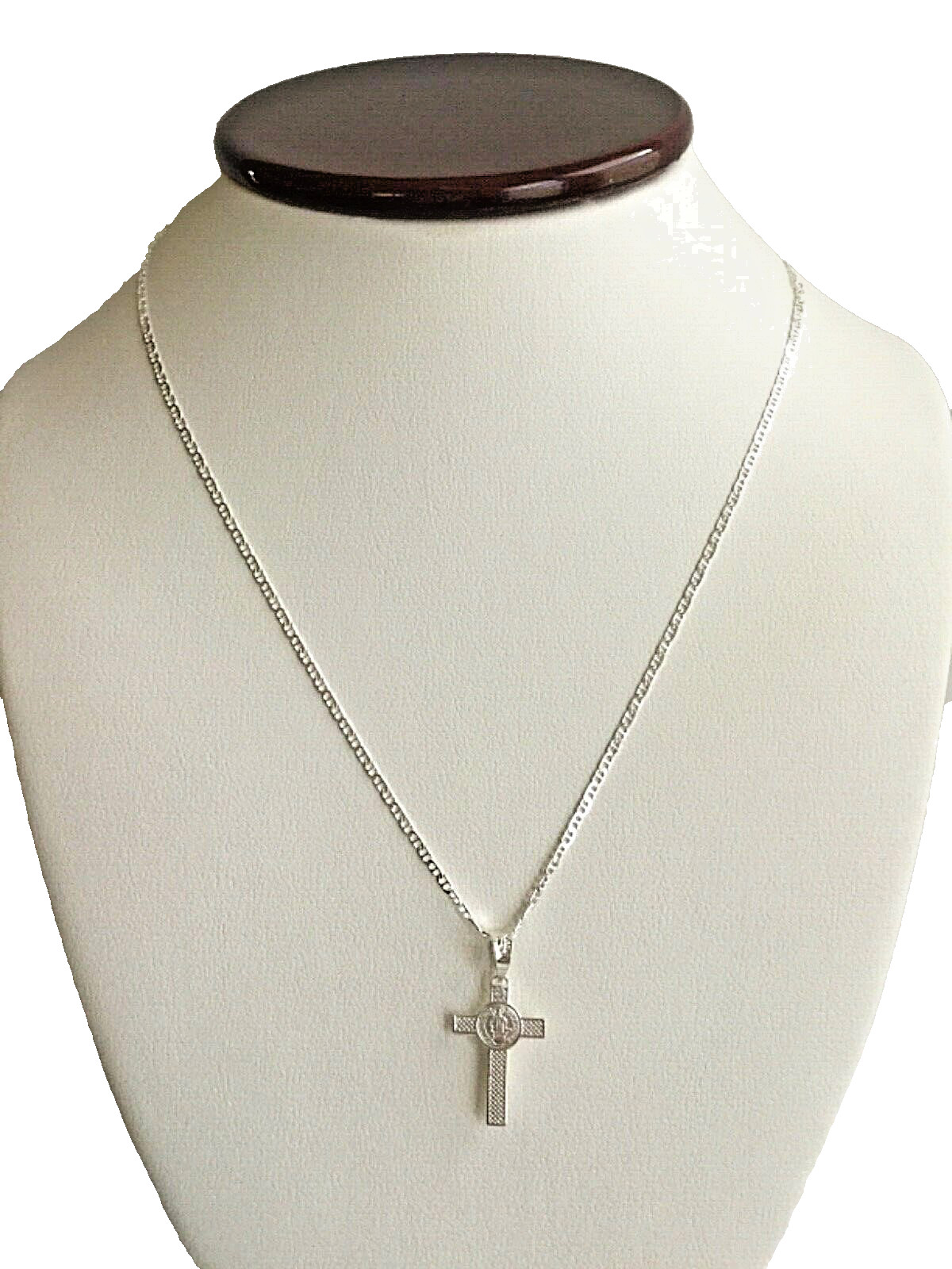925 STERLING SILVER SAINT BENEDICT CROSS NECKLACE 20″/CADENA DE SAN BENITO-25mm