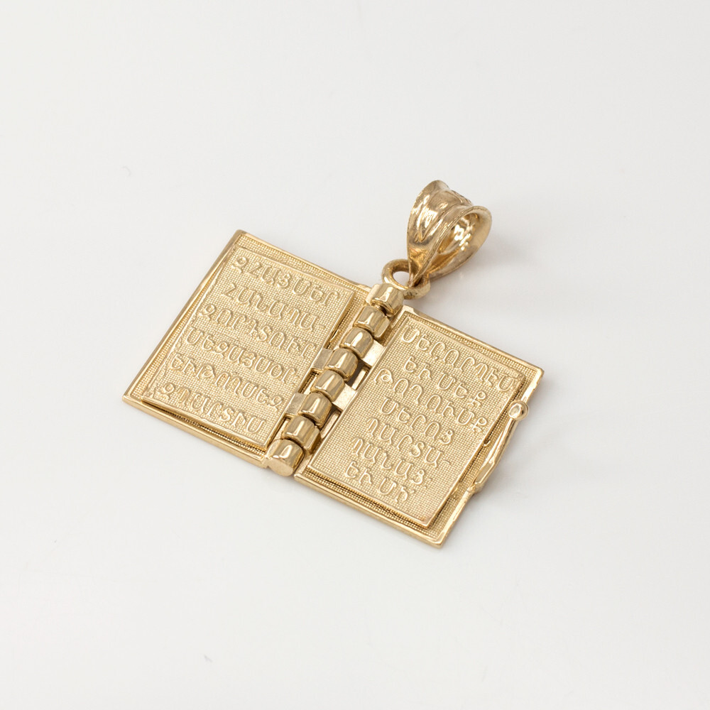 Gold 3D Armenian Bible Pendant Necklace(Available In Yellow/Rose/White Gold)