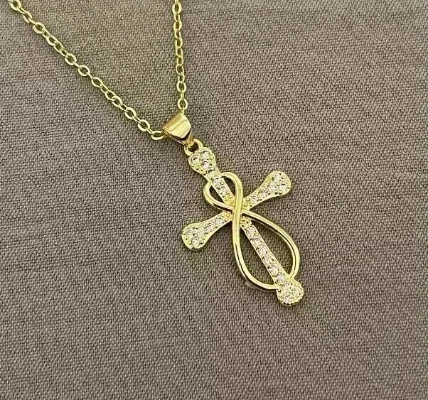 2Ct Round Cut Lab Created Diamond Women’s Cross Pendant 14K Yellow Gold Plated