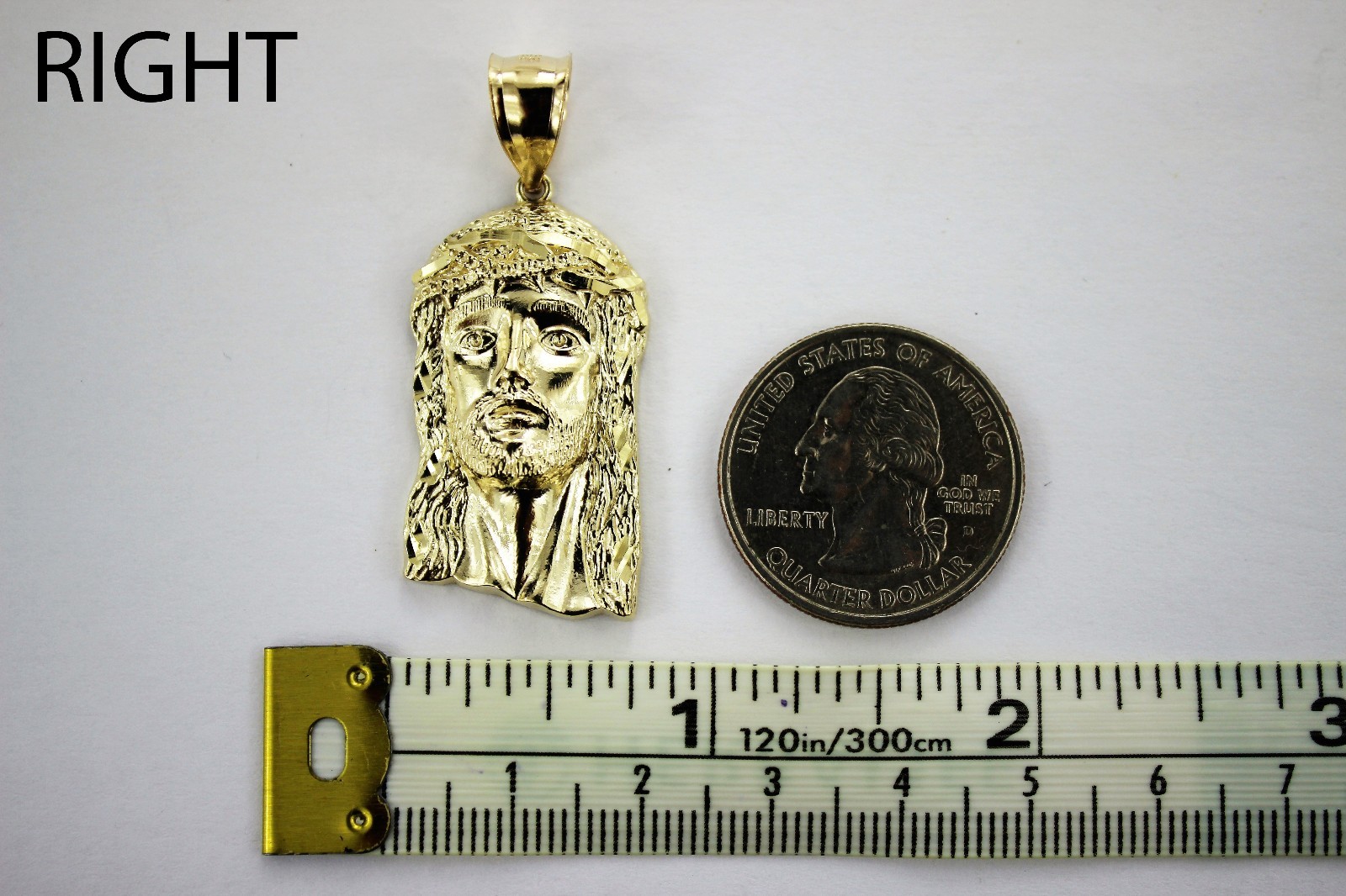 10K Yellow Gold Jesus Face Pendant Charm Diamond Cut 5 Sizes