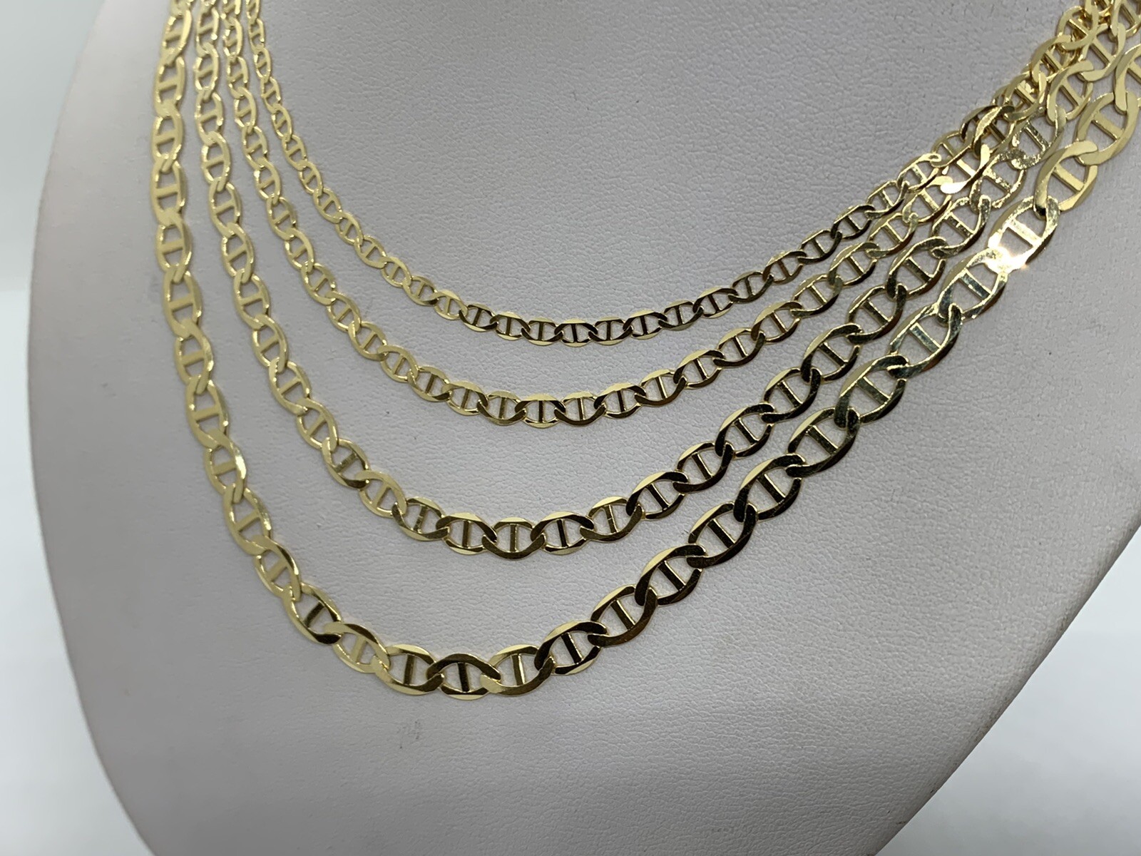 10K Solid Yellow Gold Anchor/Mariner Link Chains Necklace Men’s/Women’s 3.2-6mm