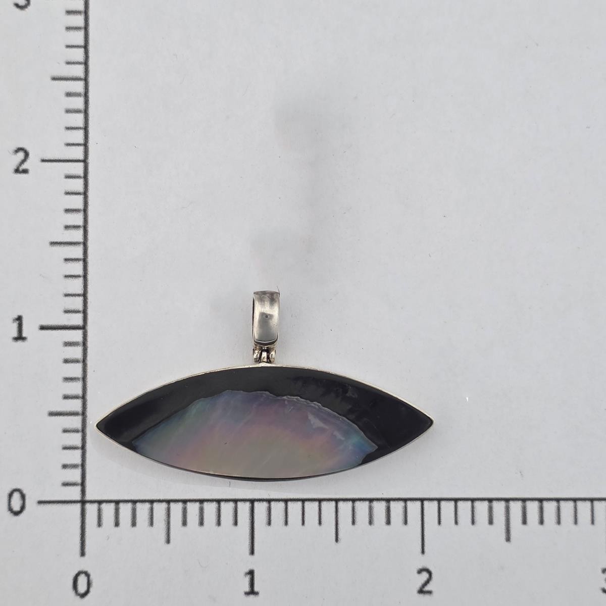 Silver Mother of Pearl Shell Pendant Marquise Navette Iridescent Beach Jewelry
