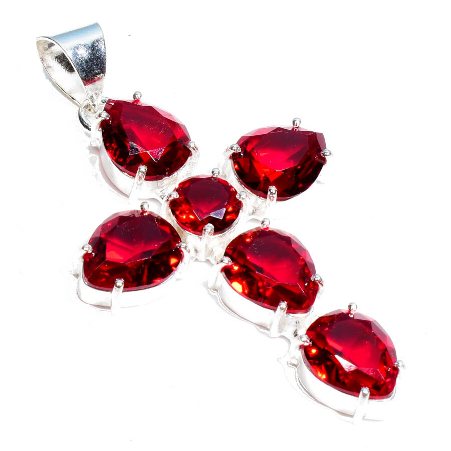 Mozambique Garnet Handmade Gemstone 925 Sterling Silver Jewelry Pendant 2.30″