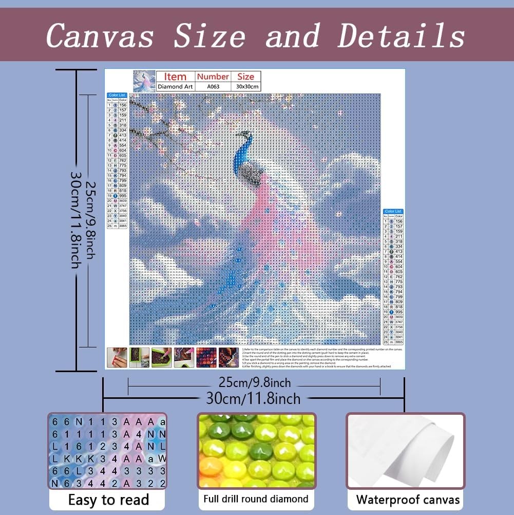 AMORARS Peacock Diamond Art Kits for Adults, 5D Painting for…