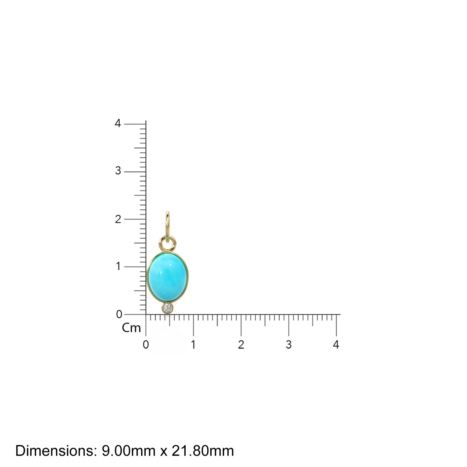 14K Gold Sleeping Beauty Turquoise & Diamond Pendant Oval Bezel Gemstone