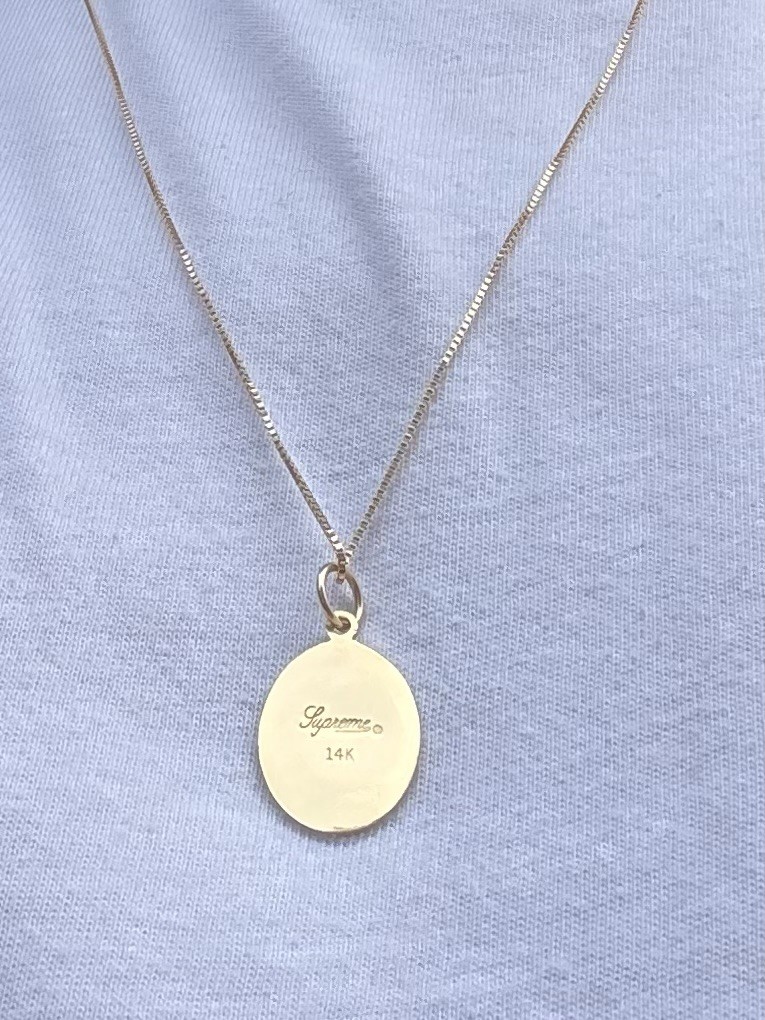 Supreme 14k Solid Gold Libertad Pendant on 14k Box Chain Necklace SS19
