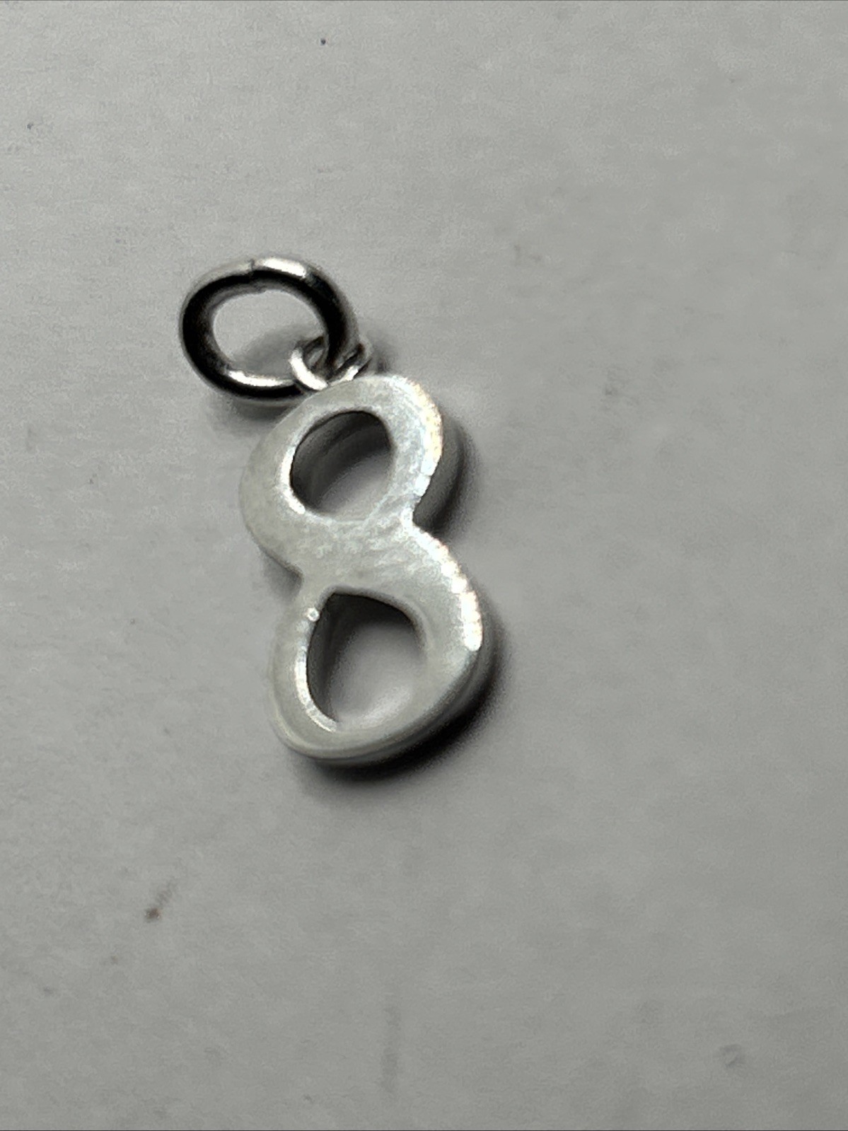 New Sterling Silver Number 8 Charm Pendant, 925
