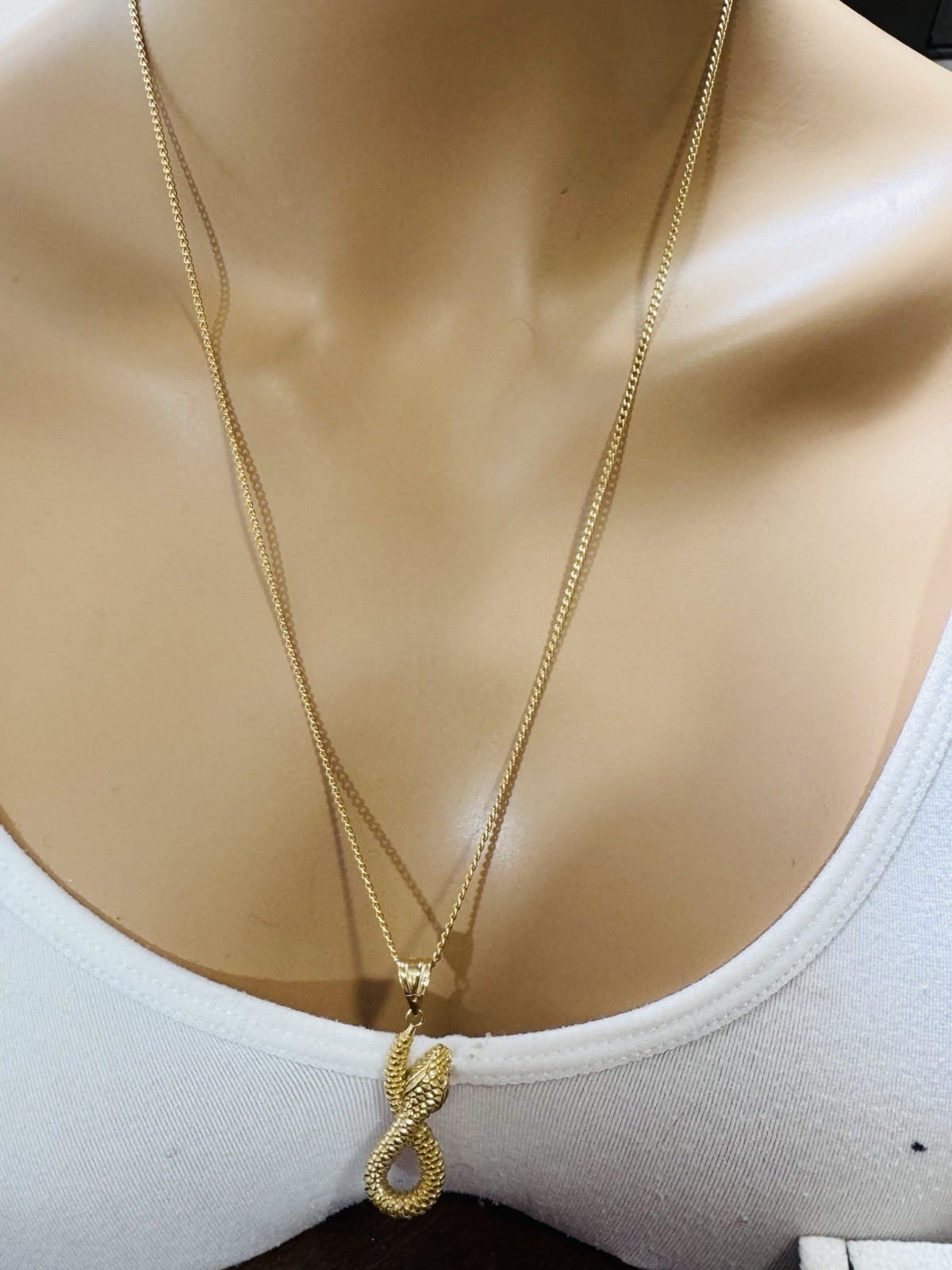 18K 750 Real Fine Mens Women’s Gold Snake Set Necklace 23.5/24” long 2.2mm 9.26g