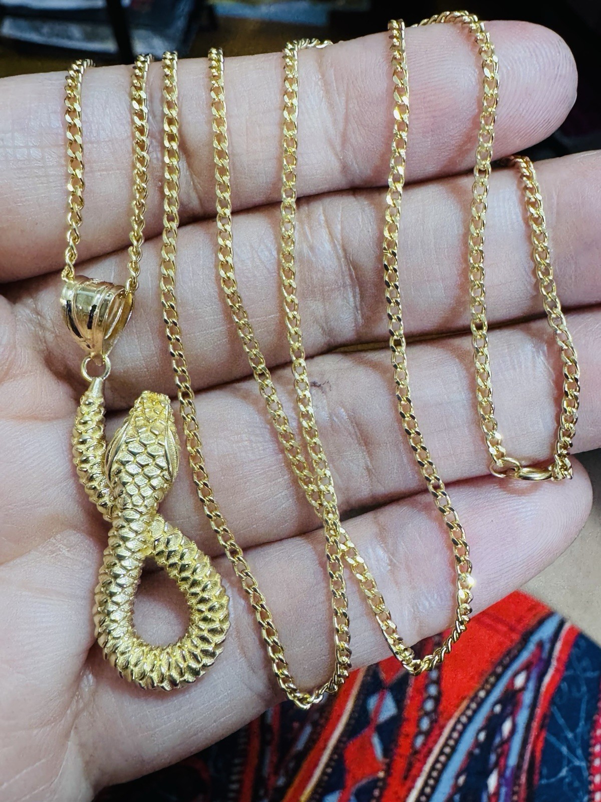 18K 750 Real Fine Mens Women’s Gold Snake Set Necklace 23.5/24” long 2.2mm 9.26g