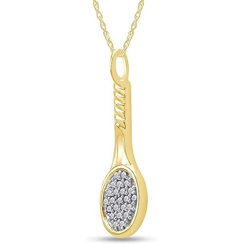 1/7ct Natural Round Diamond Tennis Racket Pendant 18″ Necklace Sterling Silver