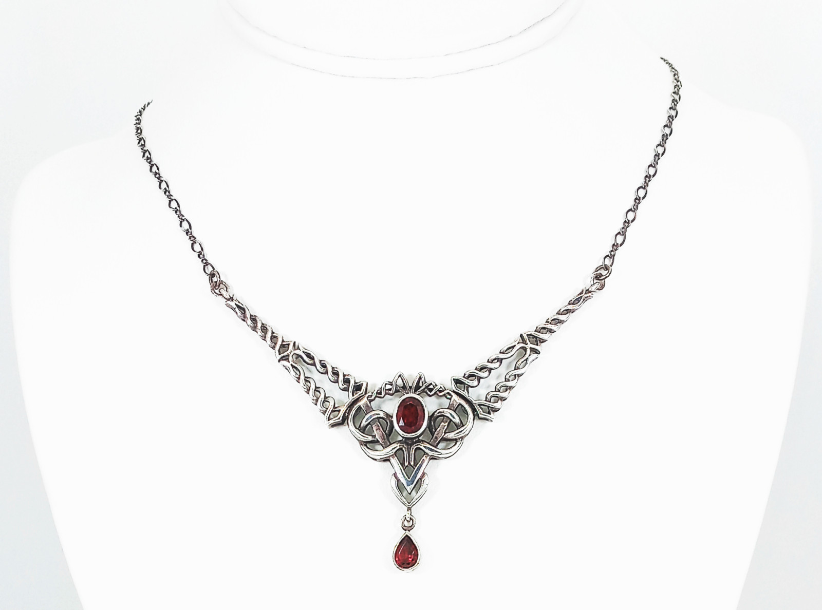 Vintage 2003 Peter Stone Celtic Garnet Necklace PSCL