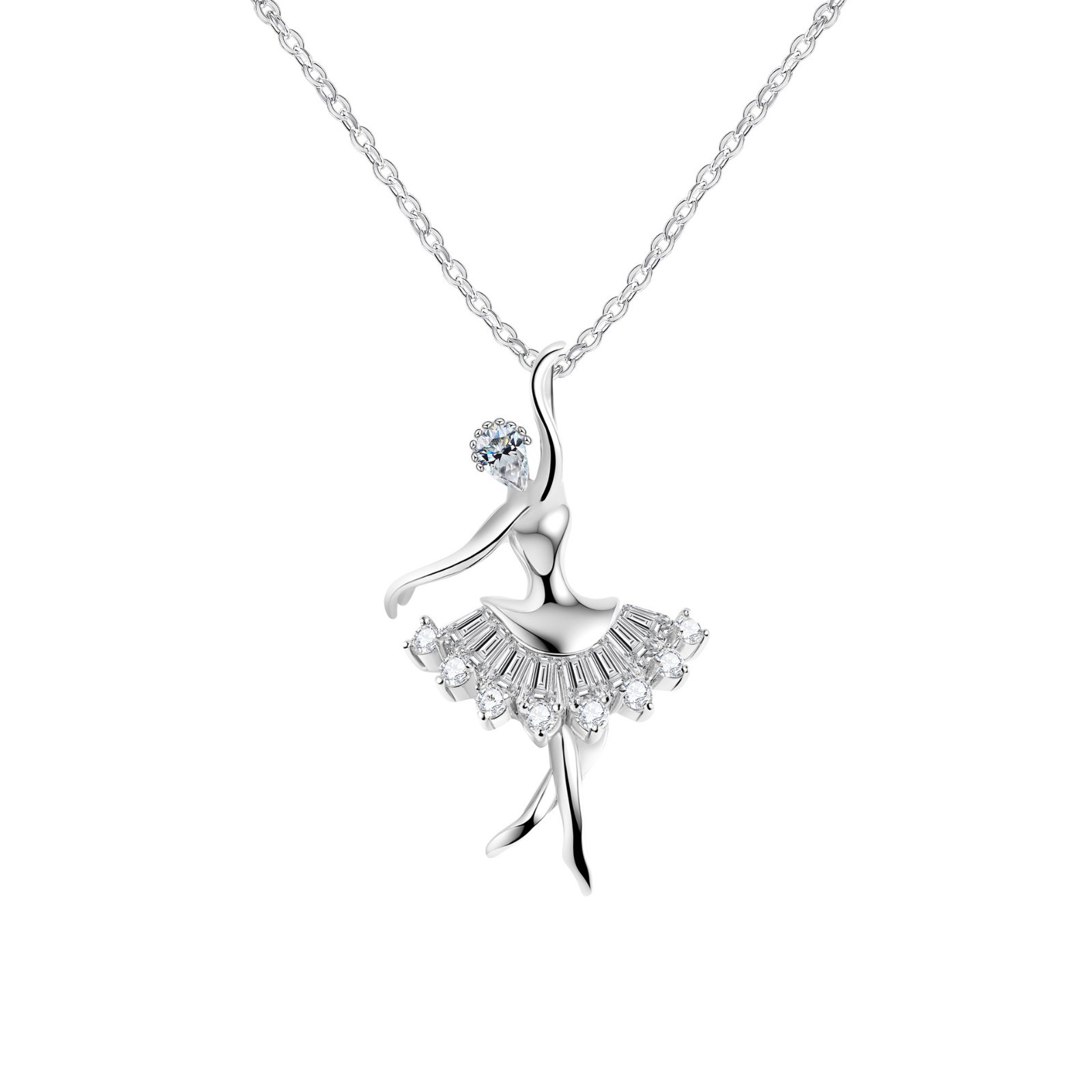 Ballet Girl Pendant Necklace S925 Silver Korean Viral Layering Chain Gift
