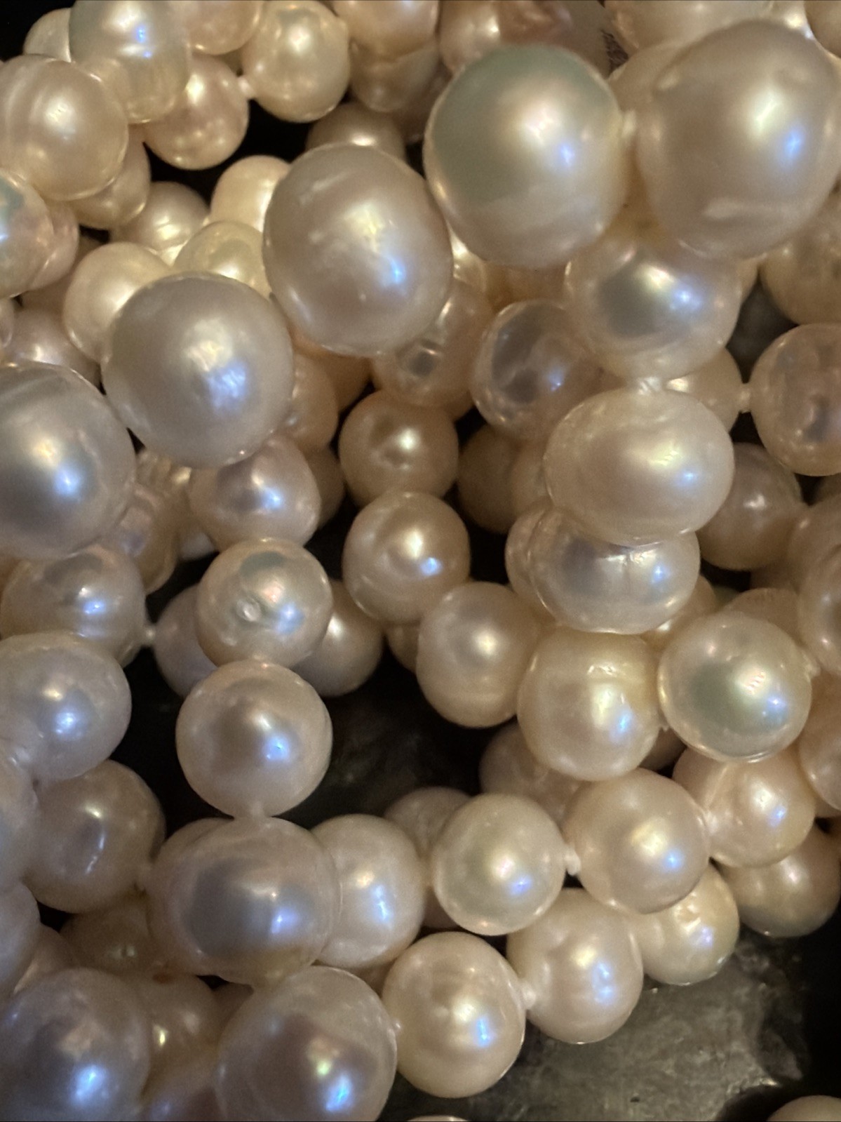 100” Freshwater White Pearl Necklace Endless Strand Genuine 7mm Orig. NWT $500