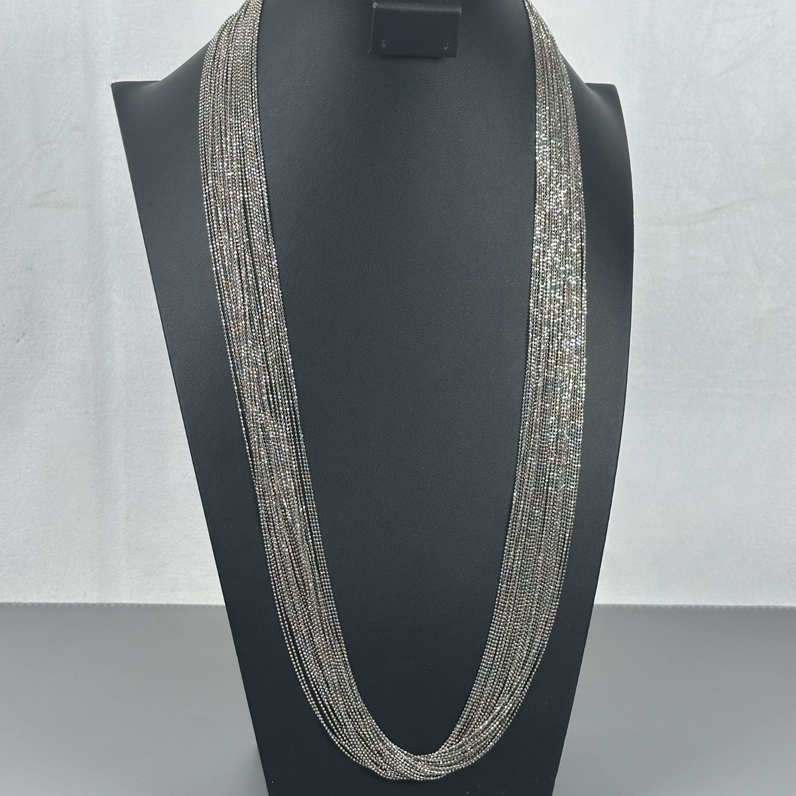 Gabrielle Bruni Italy 925 Sterling Silver Multi-Strand Beaded Necklace 32″ 101g