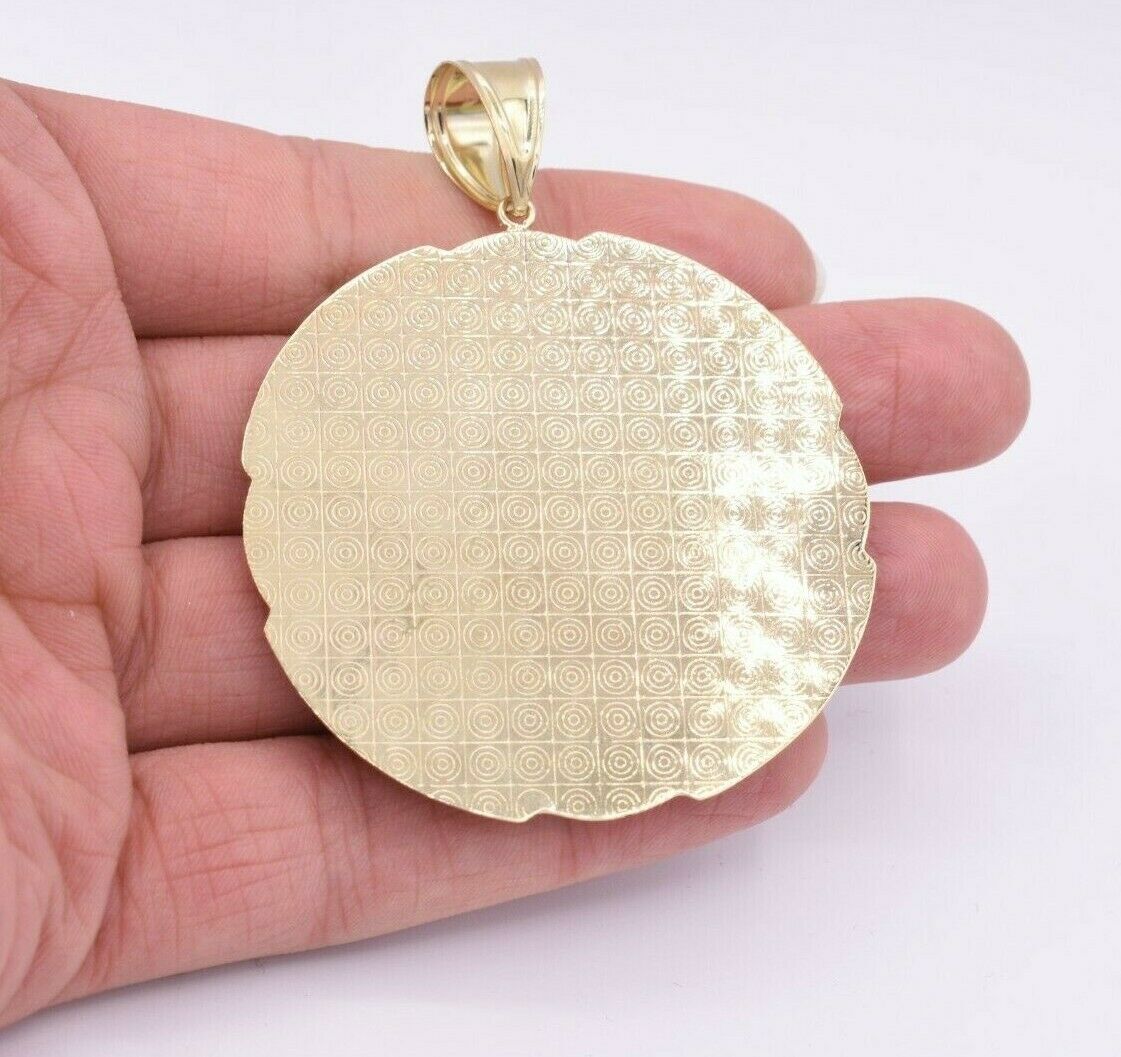 Mens Apostles Last Supper Charm Pendant Diamond Cut Real 10K Yellow White Gold