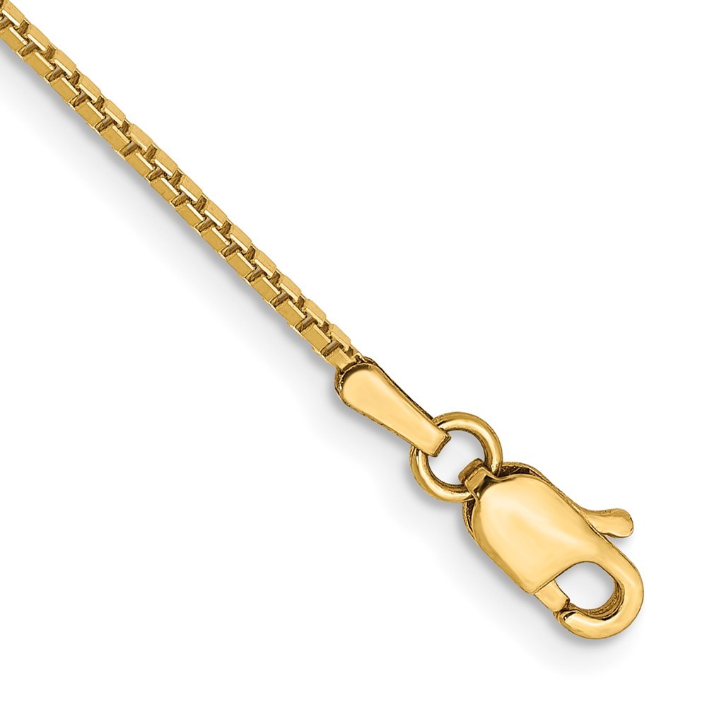 10K Yellow Gold 1-1.9mm Box Chain Necklace 7-30 Inch Mens Womens