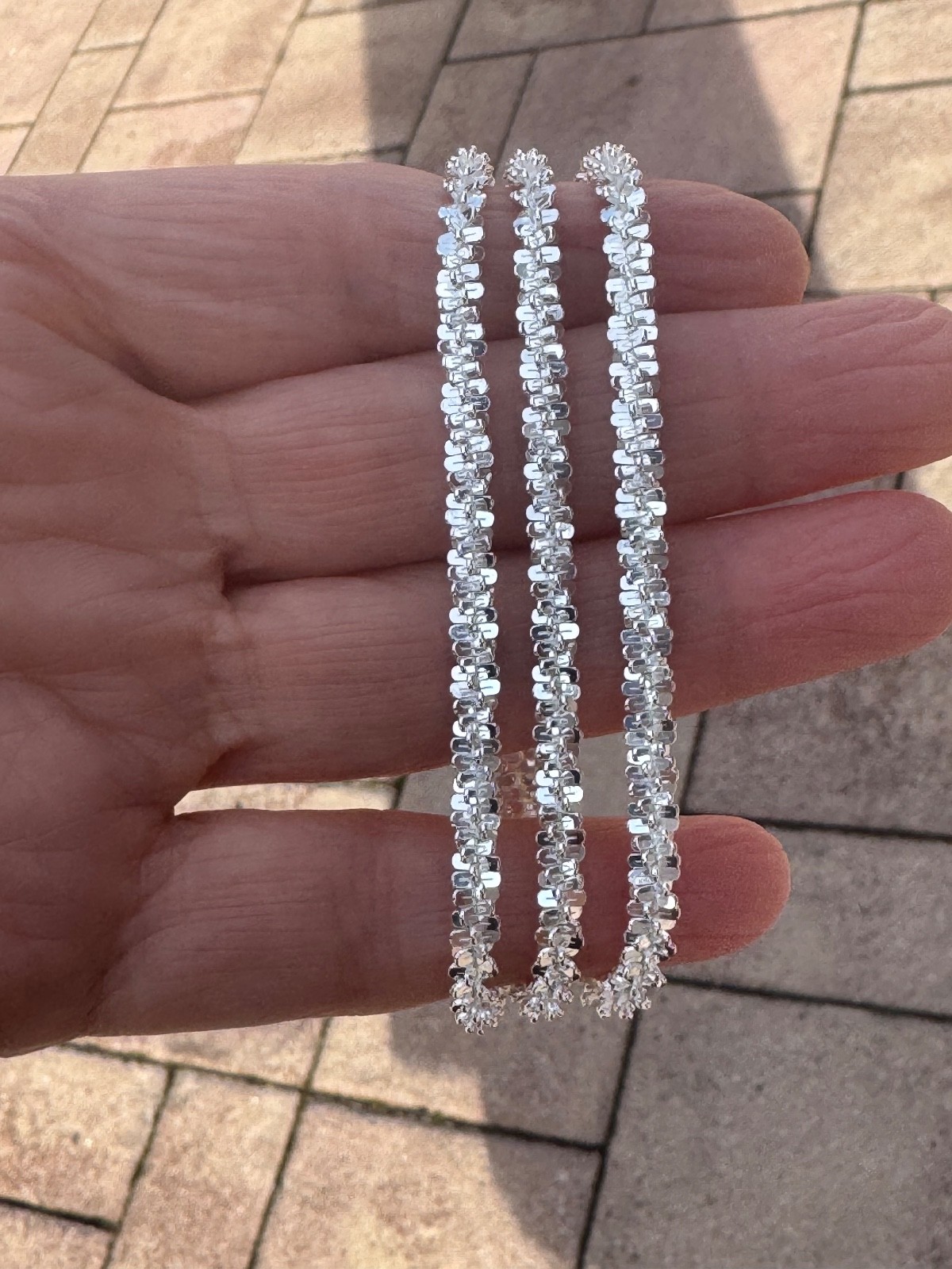 925 Sterling Silver ( 4.6MM) Thick Margarita Criss Cross Rock Sparkle Chain