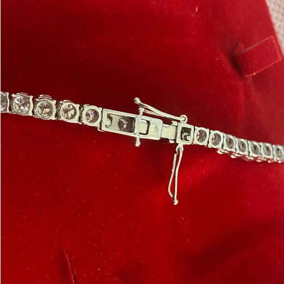 FINE 45.0Ctw Round Moissanite Tennis Necklace 925 Sterling Silver Chain