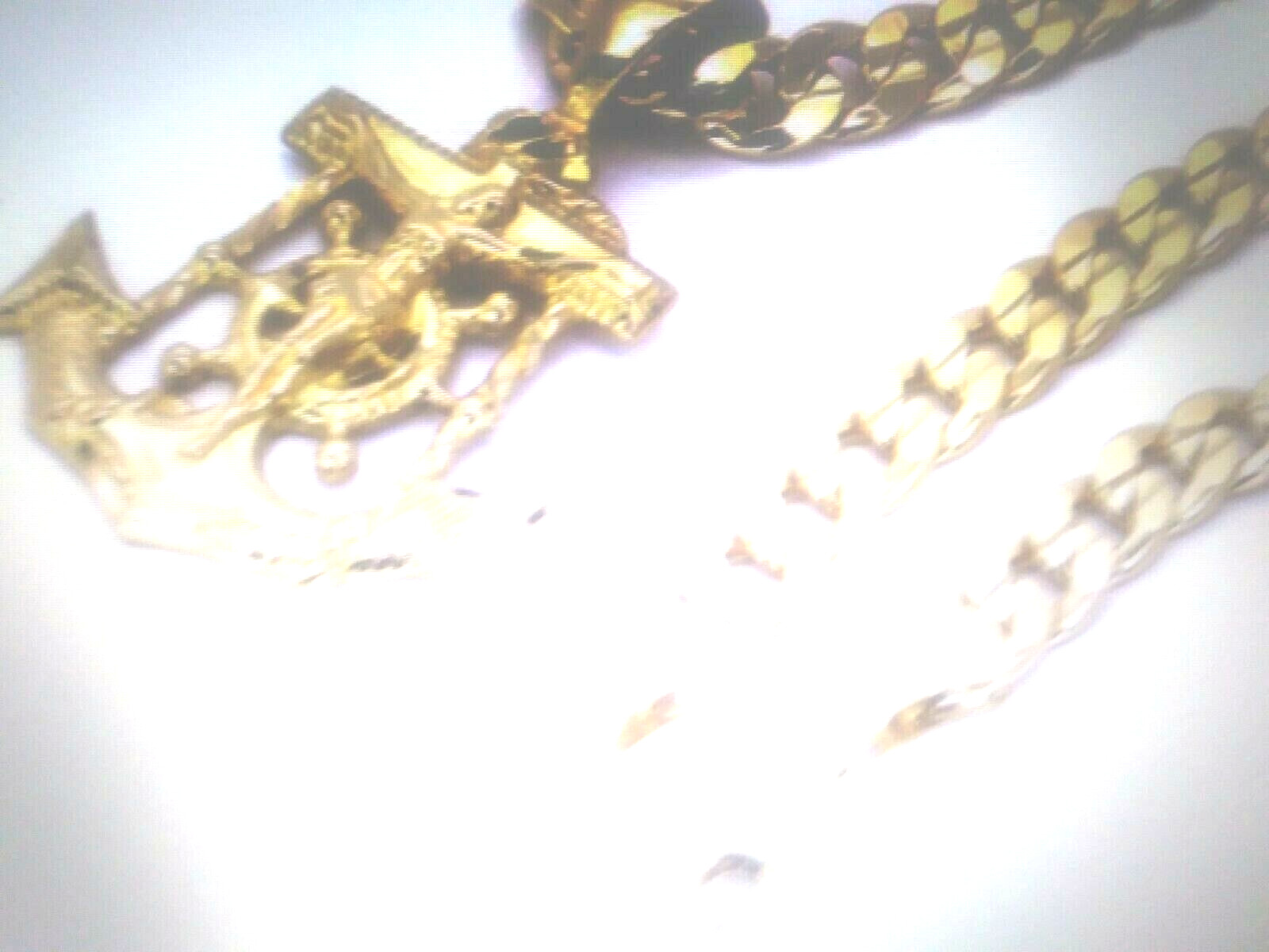 BIG 14K YELLOW GOLD CLAD CHAIN NECKLACE 30IN 100 GR 7MM + bonus BOAT PEND, ITALY