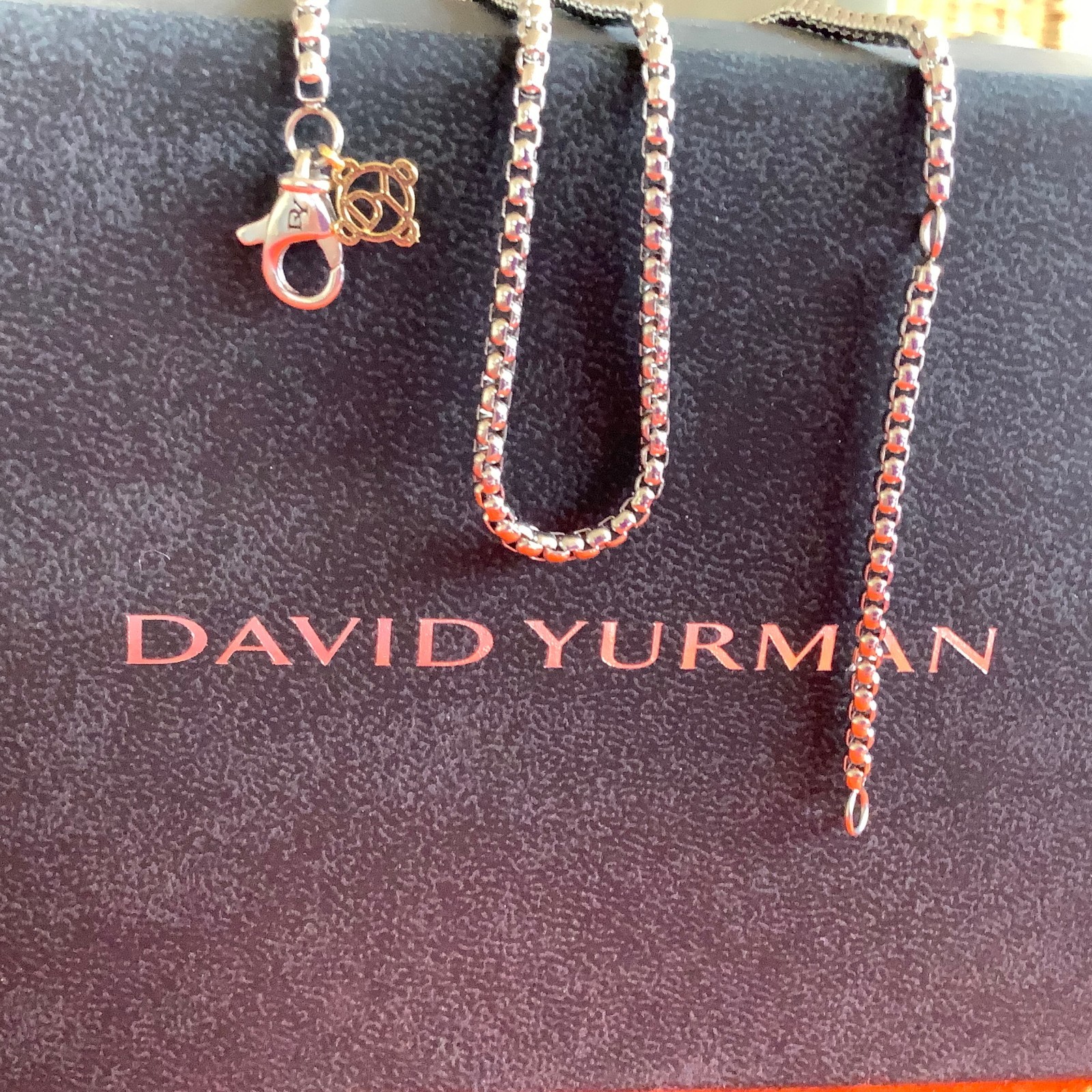DAVID YURMAN Men’s 2.7mm Box Chain Necklace 20″/22″ Adj w/14k Tag