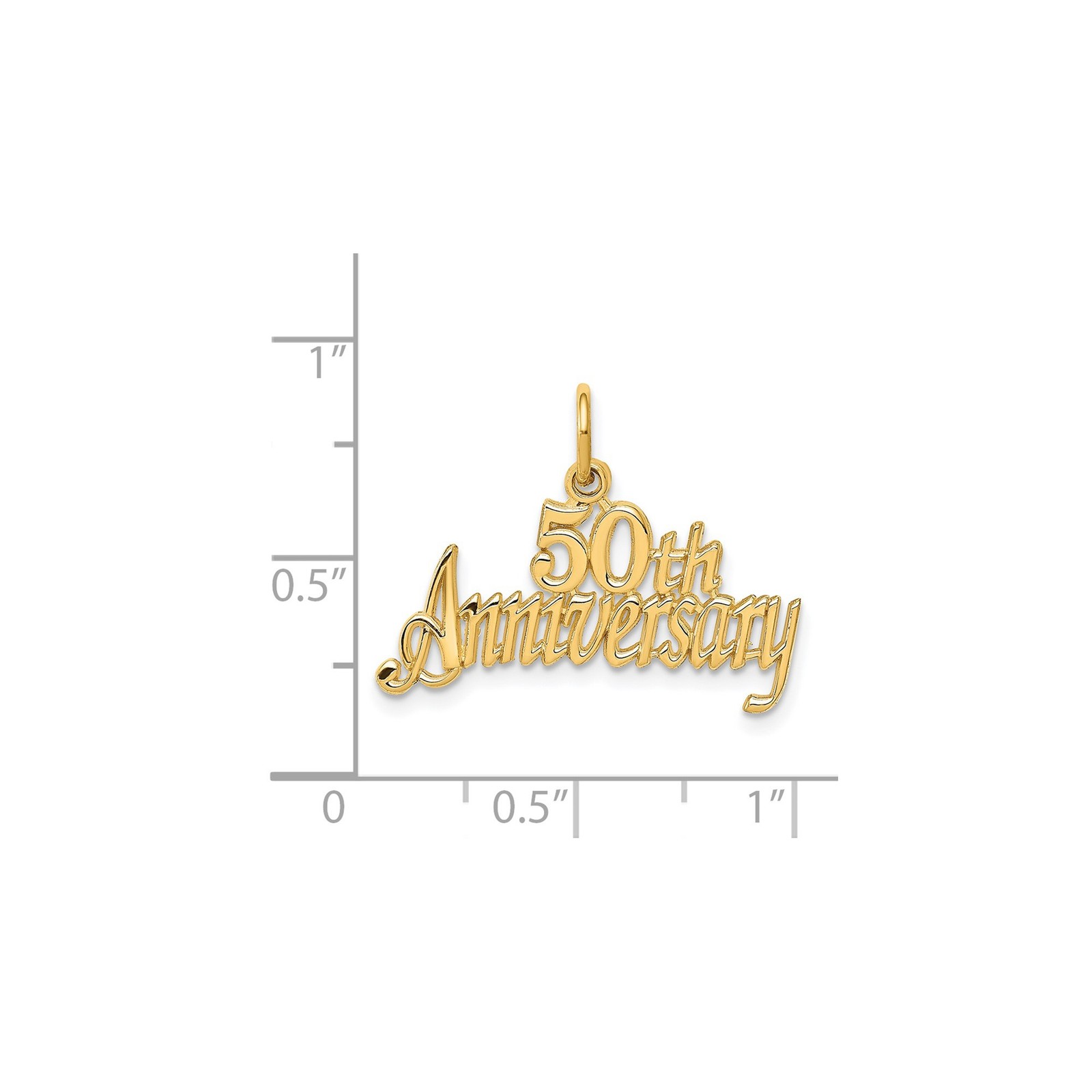 14k Yellow Gold 50th Anniversary Pendant Charm for Women Script Design Keepsake