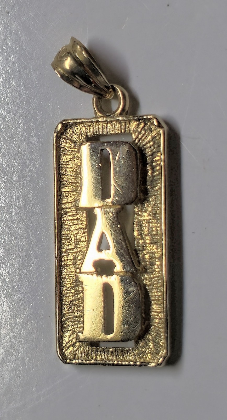 14k Solid Yellow Gold Dad Pendant Bar Shape Nice For DaD Men’s Charm 2.71 Gram’s