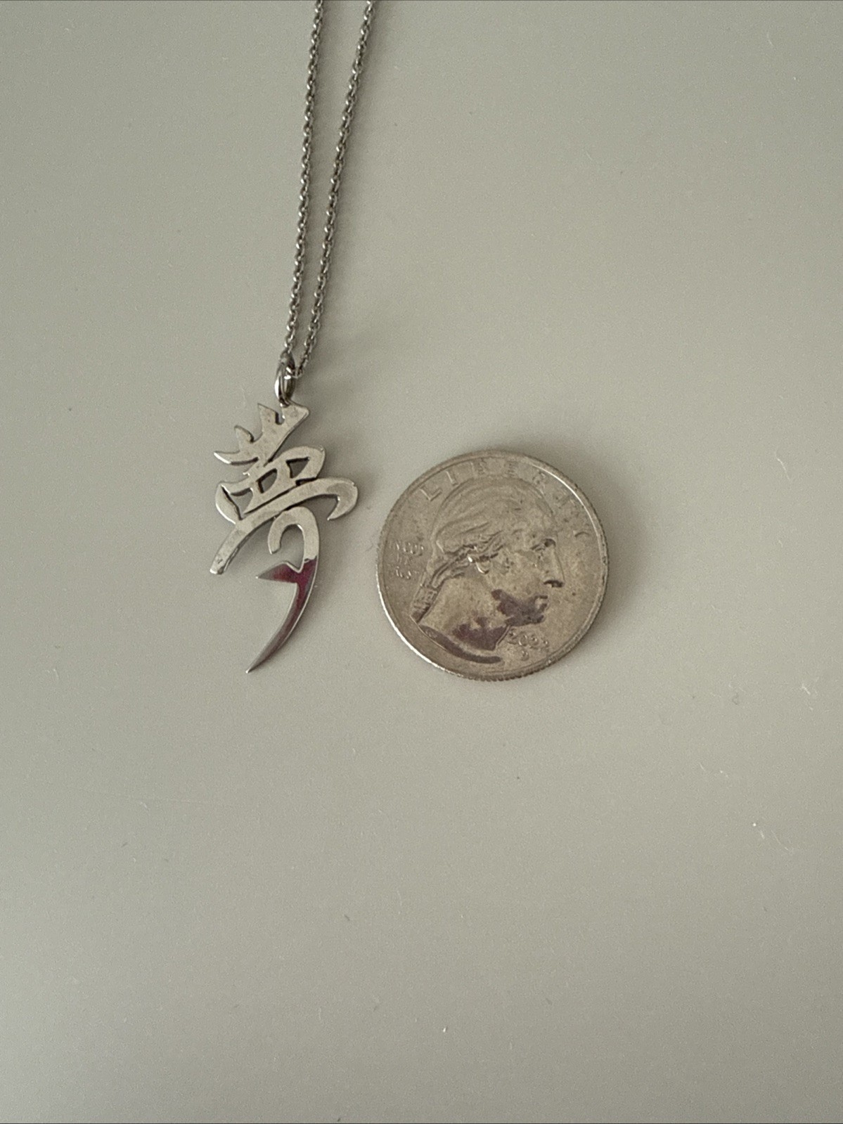 Kanji Dream Symbol Sterling Silver 925 Pendant Necklace Unknown Designer- Marked