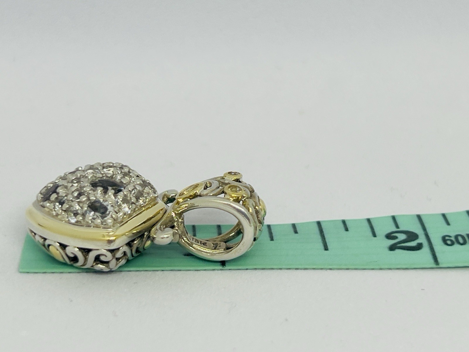 John Hardy Batu 18k Gold 925 Sterling Silver White Topaz Pendant Enhancer