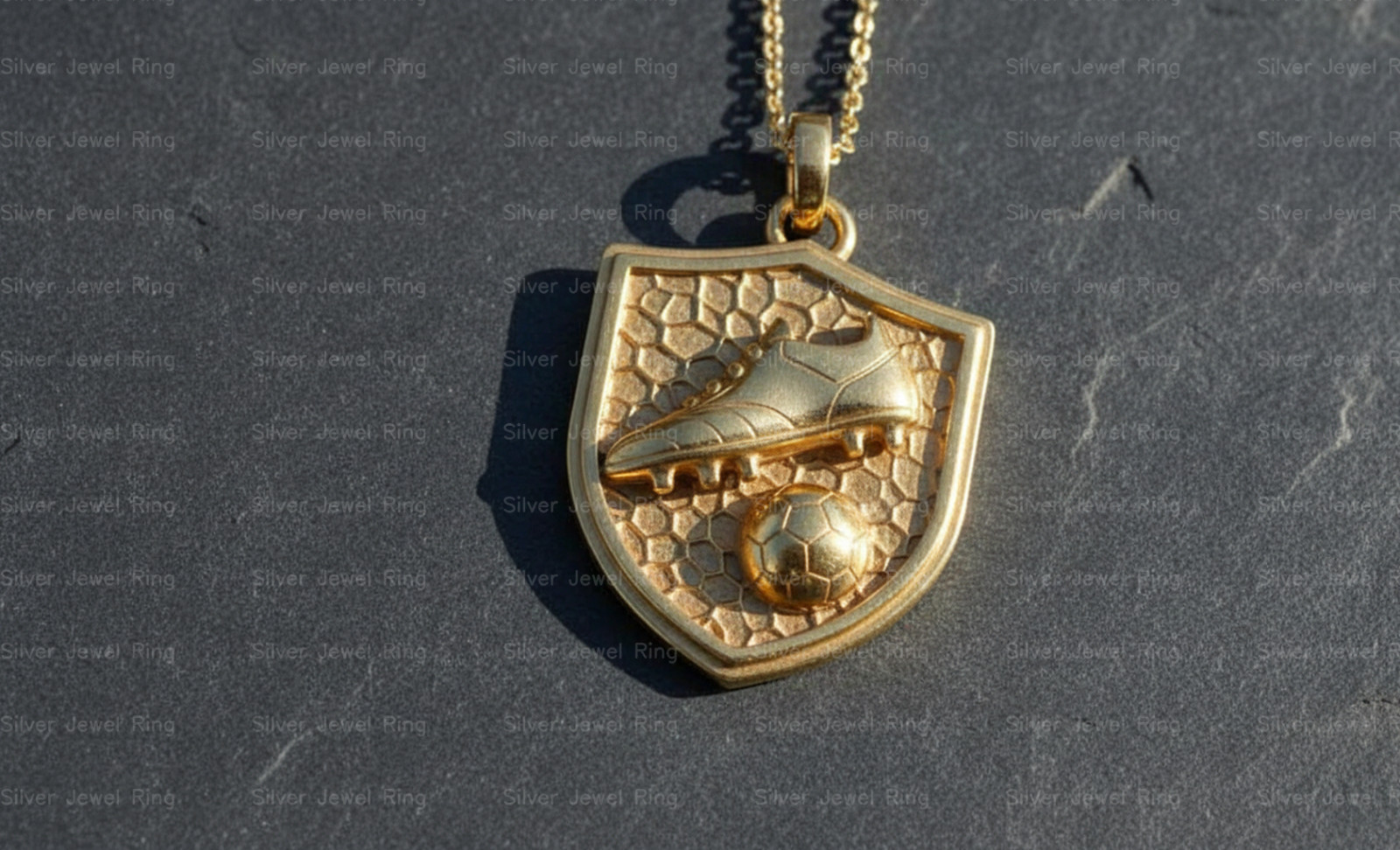 Silver Jewel Necklace Soccer Ball Shield Pendant 925 Sterling Silver Football