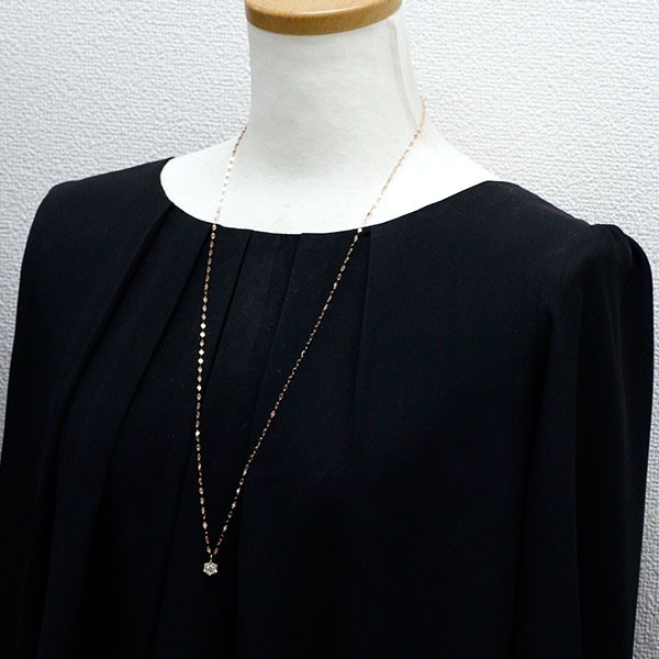 K18PG Diamond Pendant Necklace 0.31ct Long 70cm – Auth free shipping from Japan-