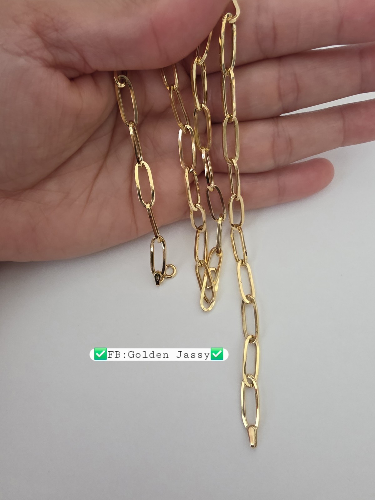 18K Real Gold PaperClip Chain 17.5″