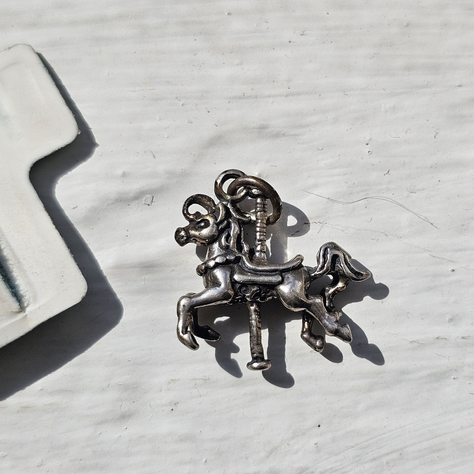 Sterling Silver Carousel Horse Pendant New