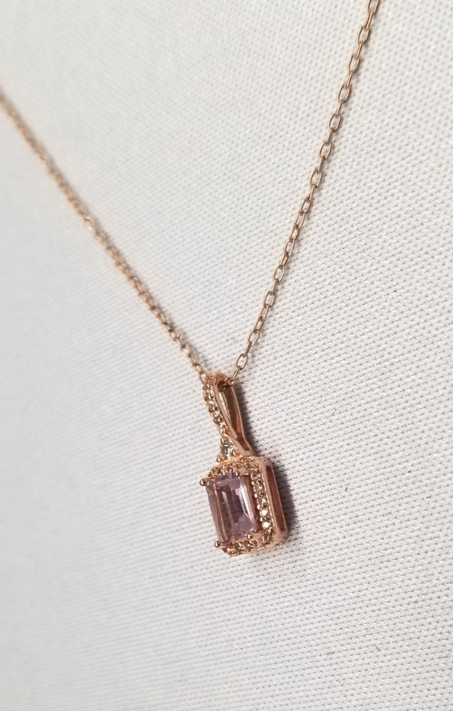 Yes Womens Amethyst 14K Rose Gold Plated Sterling Silver Necklace 18″