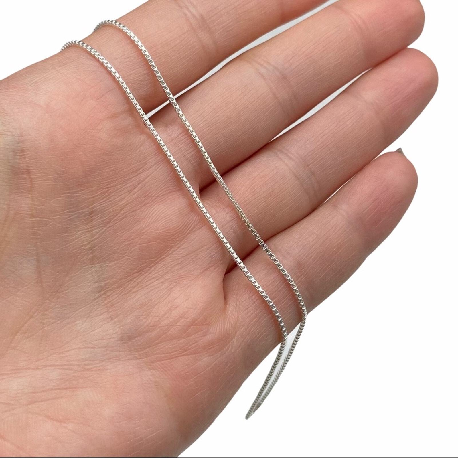16” Ultra Skinny Thin Box Chain Necklace Solid Sterling Silver 925 Long Dainty