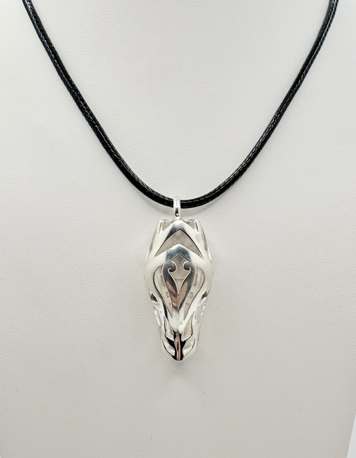 Men’s Dragon Skull Pendant 3D Serpent Gothic Sterling Silver Neck Necklace
