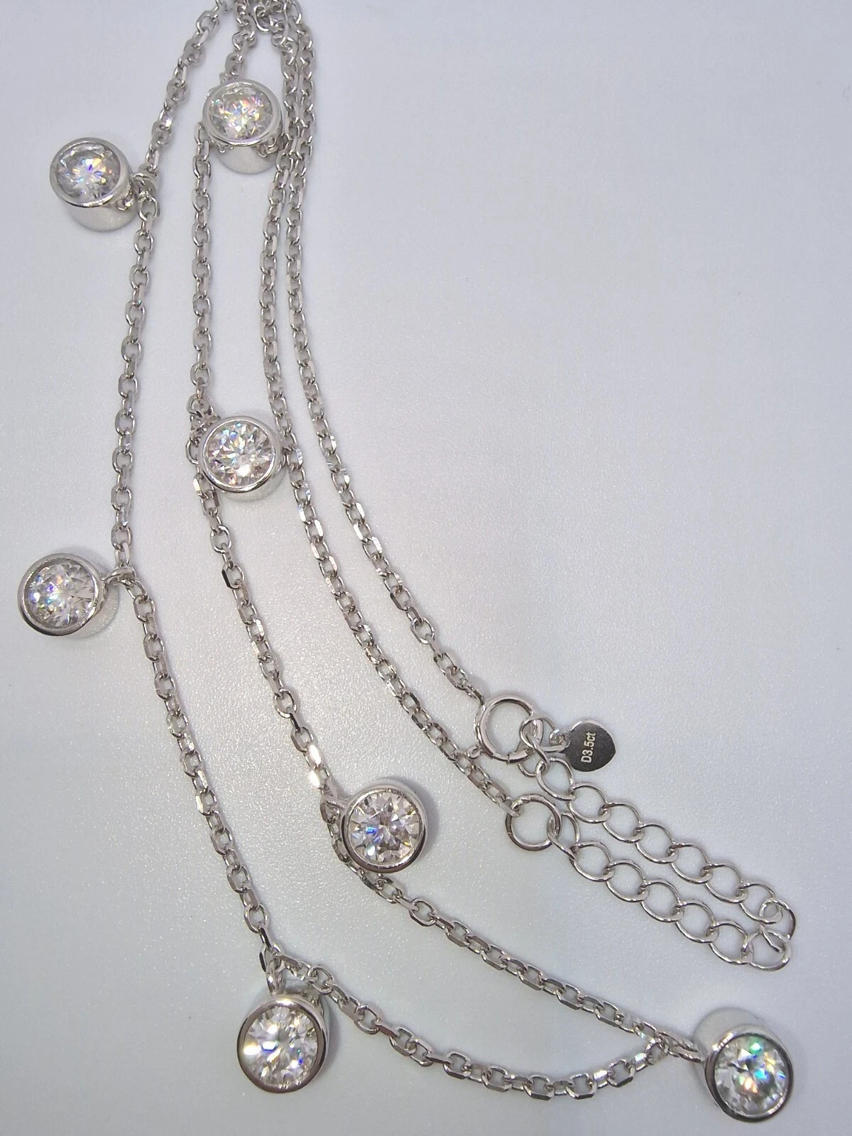 2Ct Round Cut Moissanite Women’s Beaded Pendant 14K White Gold Plated Free Chain