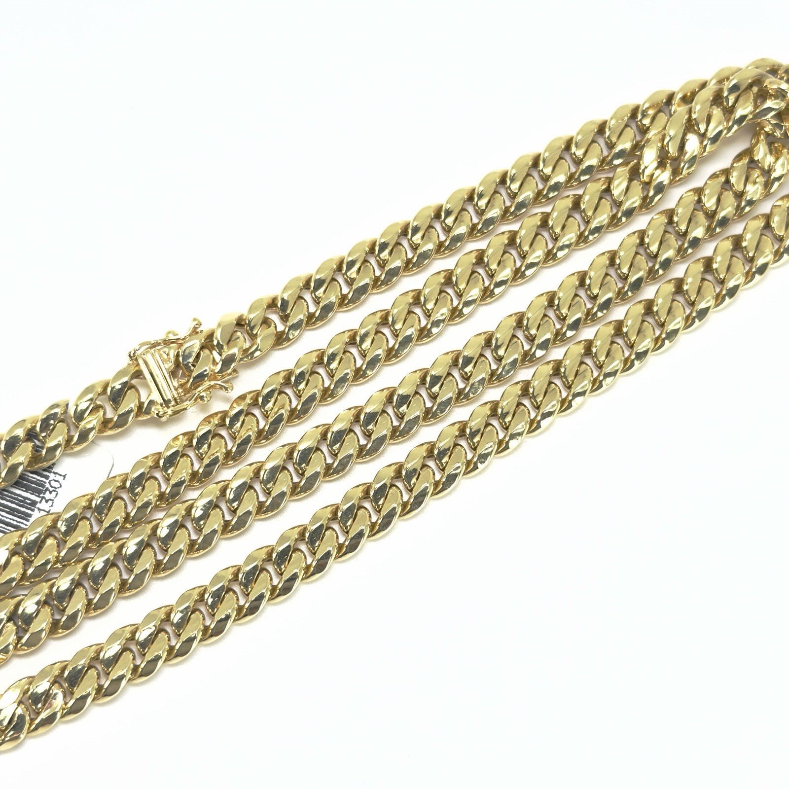 Real 14K Yellow Gold Cuban Link Chain 7.5mm 24 inch Mens Necklace Hollow