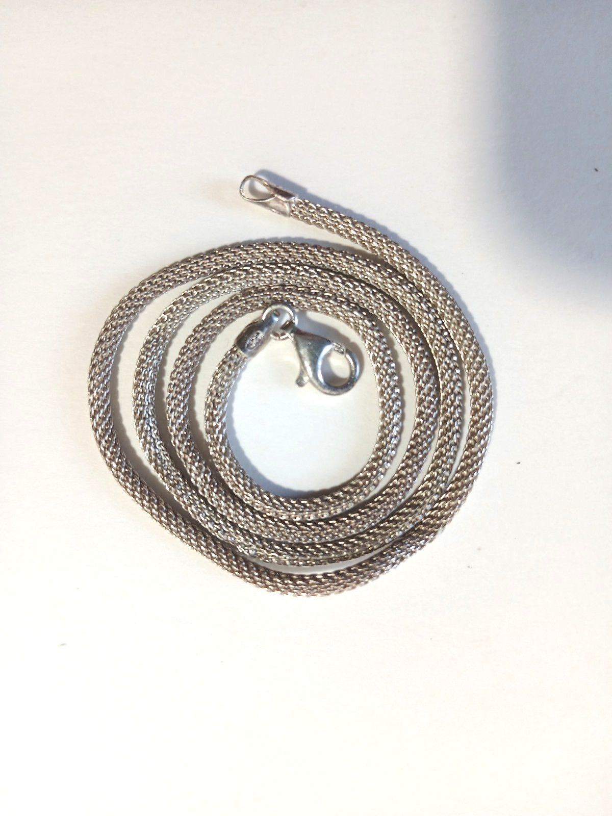 925 Italy Sterling Silver Woven Mesh Necklace Lobster Clasp 2mm 8gr 17″ Vintage