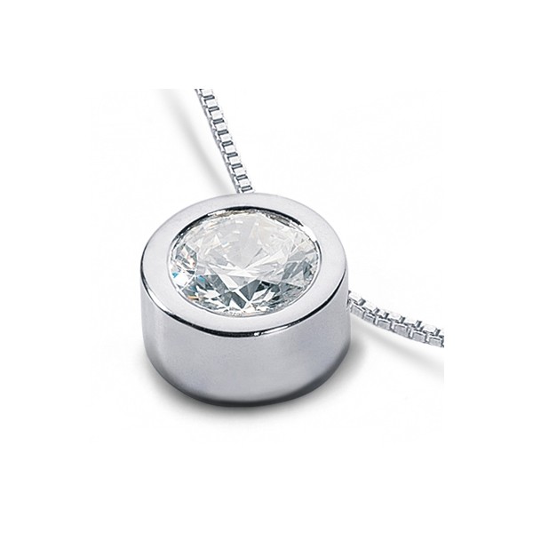 0.44 Carat F SI1 Round Cut Natural Certified Diamond Platinum Solitaire Pendant