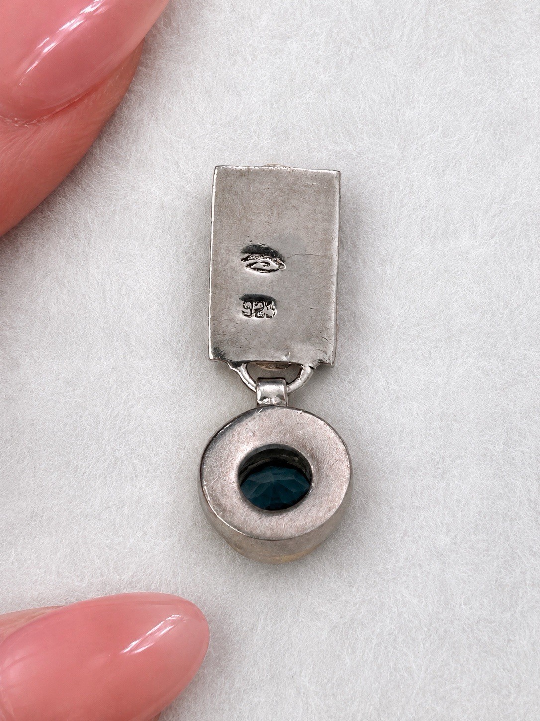 Sterling Silver Blue Topaz Pendant 925 Gold Accent Artisan Slide Pendant