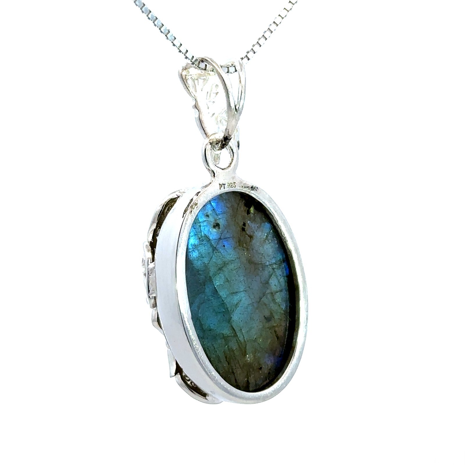 Sterling Silver Labradorite With Butterfly Pendant (3/4 x 1 1/2 Inch)