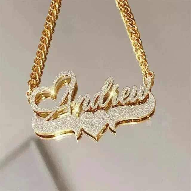 Real Moissanite 2.Ct Round Cut Custom Name Letter Pendant 14K Yellow Gold Plated